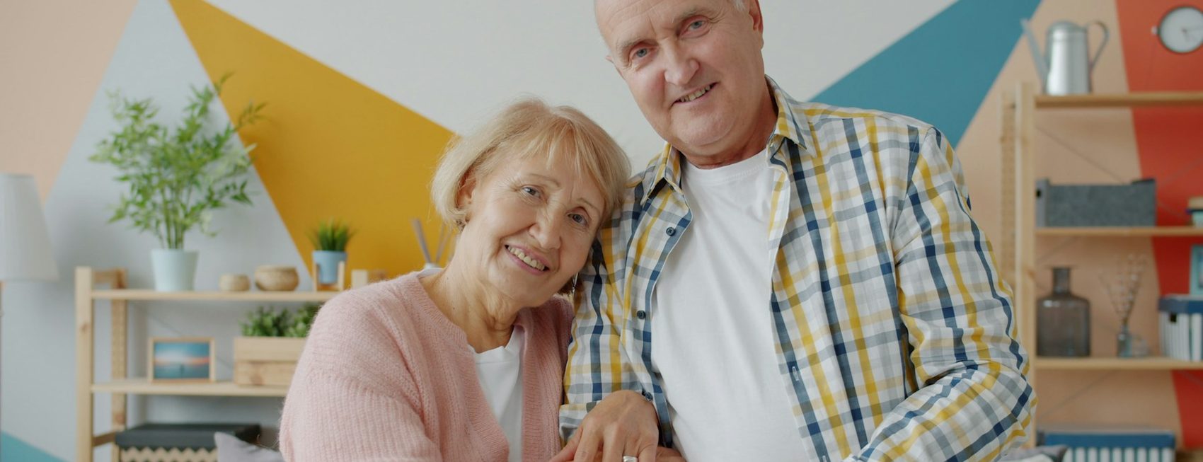 A senior couple at home together